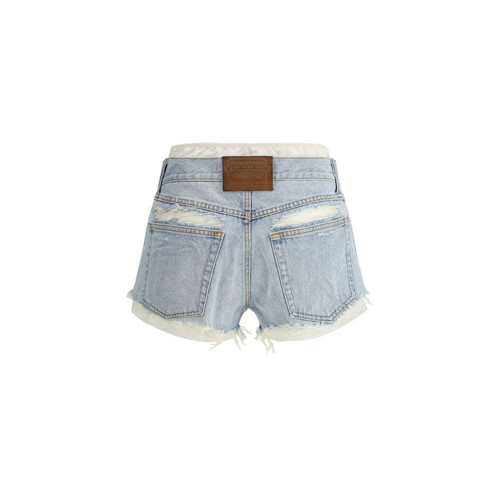 Denim Shorts with silk insert