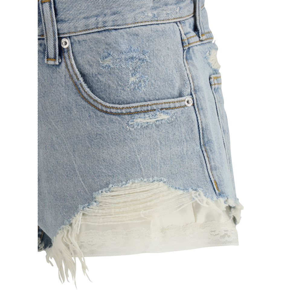 Denim Shorts with silk insert