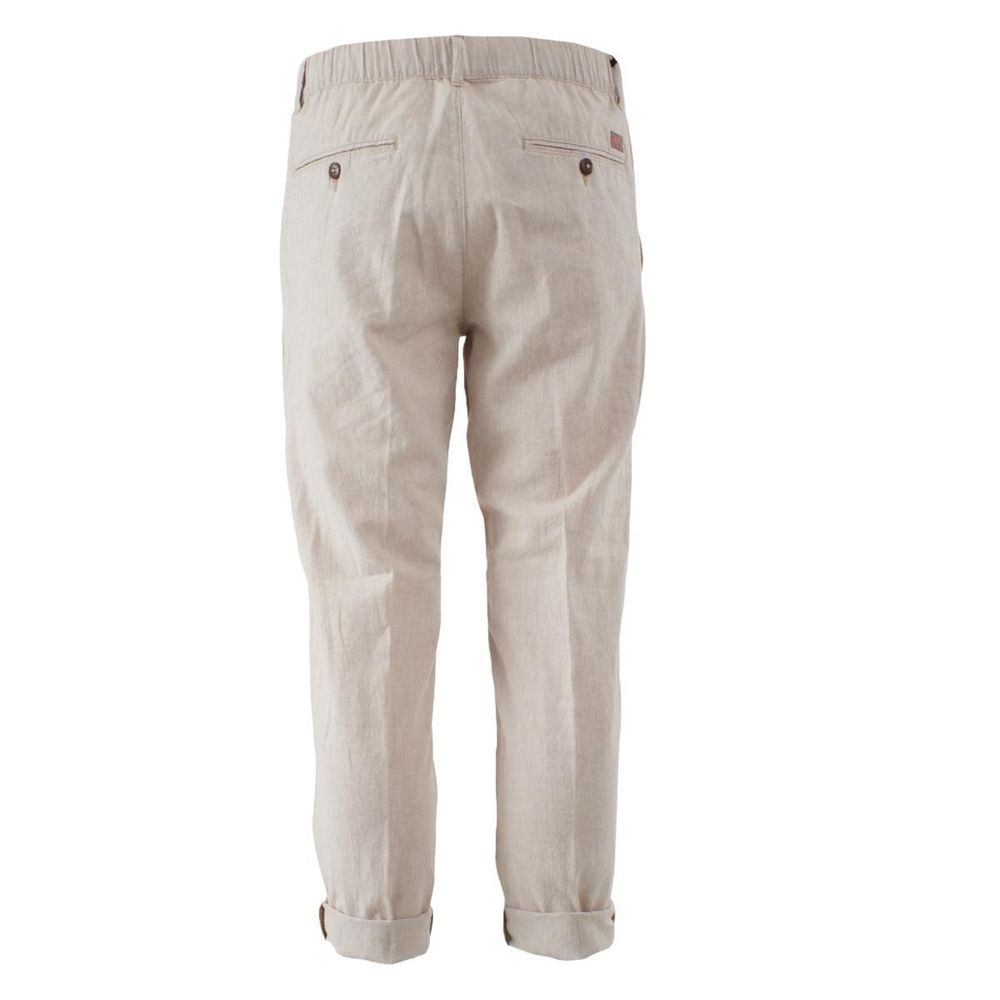 Beige Cotton Men Pants