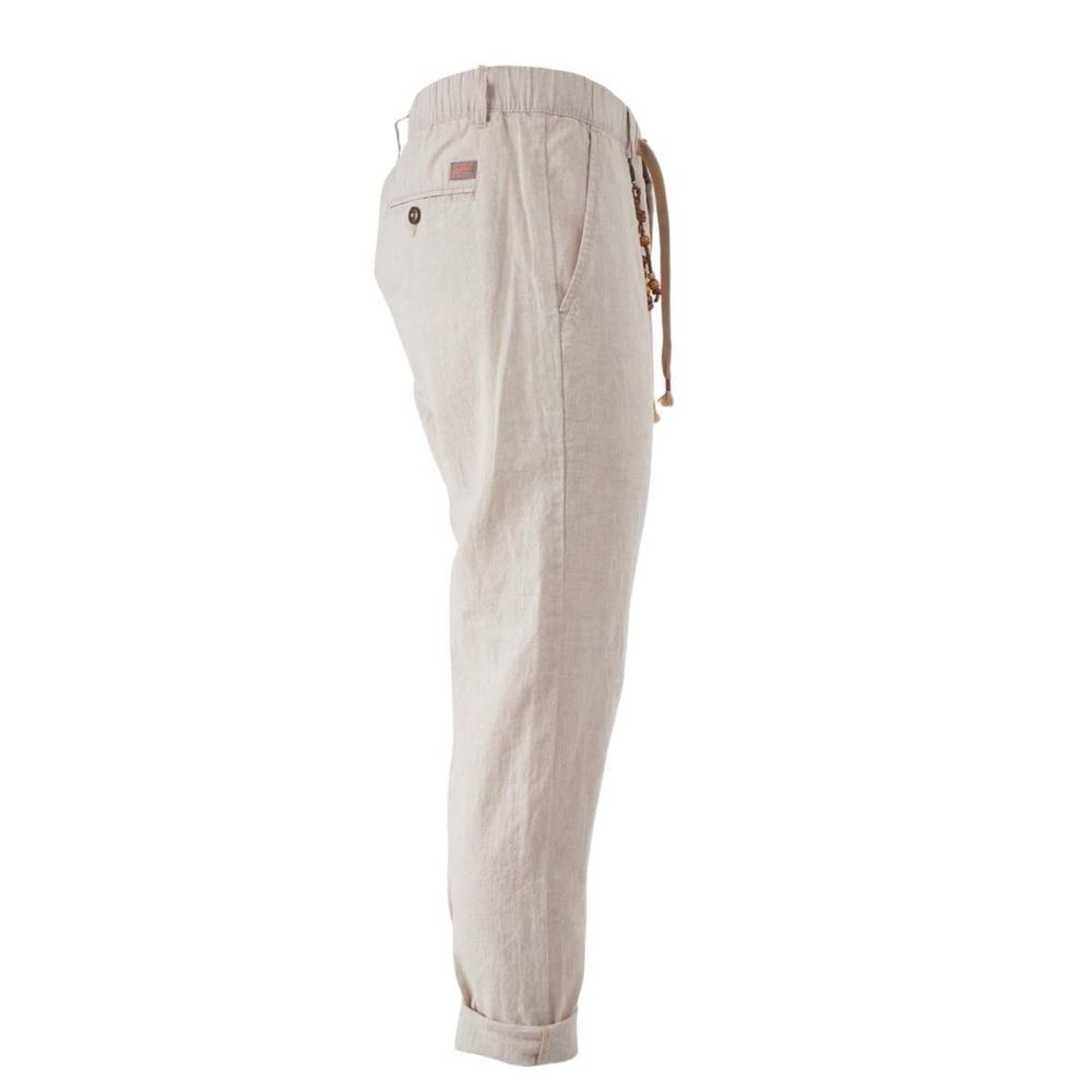 Beige Cotton Men Pants