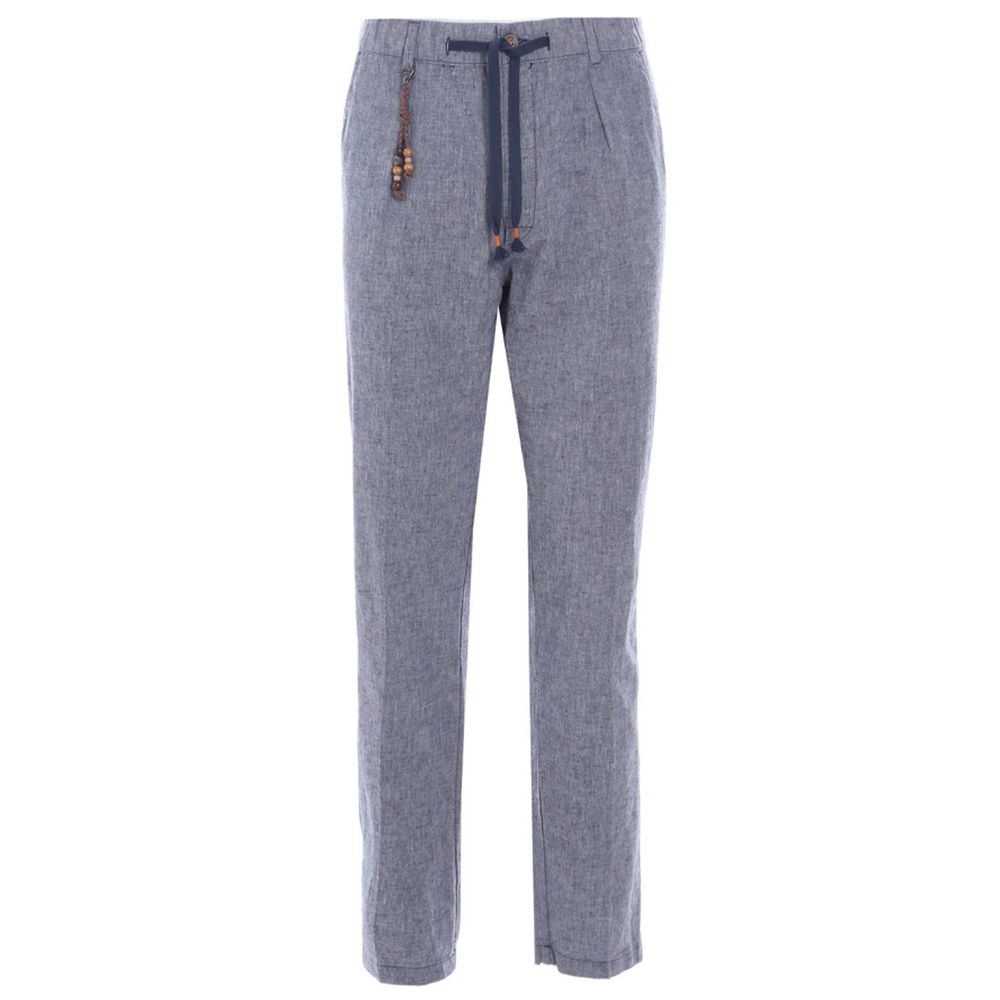 Light Blue Cotton Men Trouser