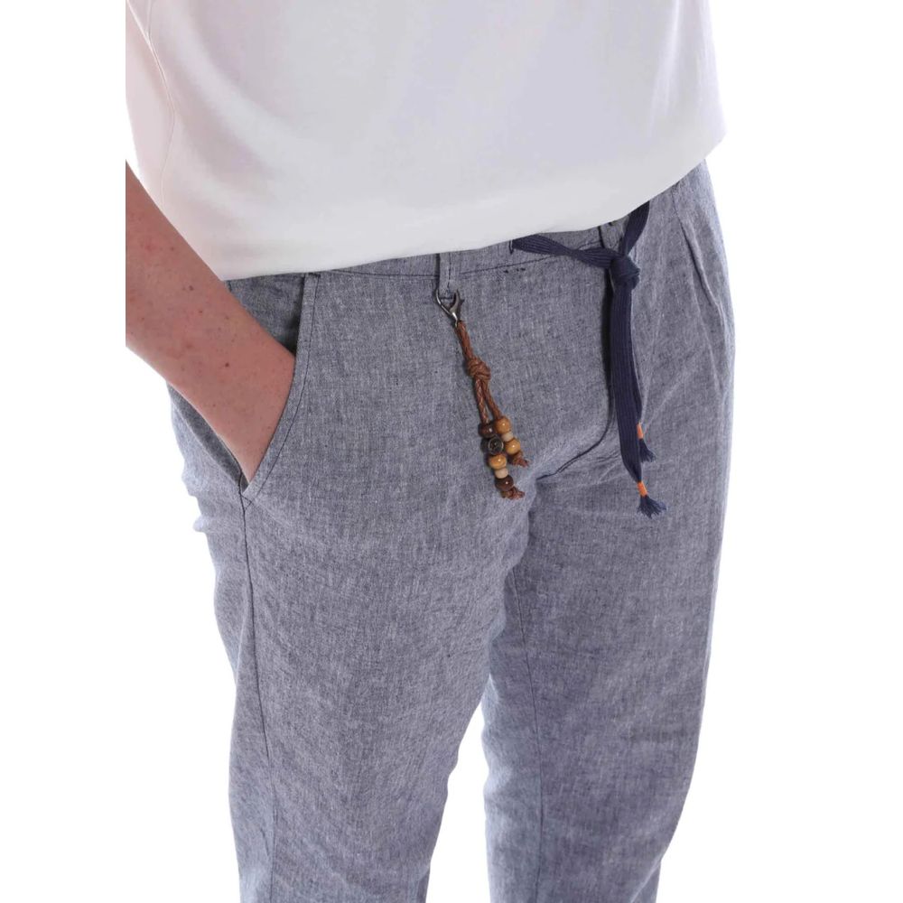 Light Blue Cotton Men Trouser