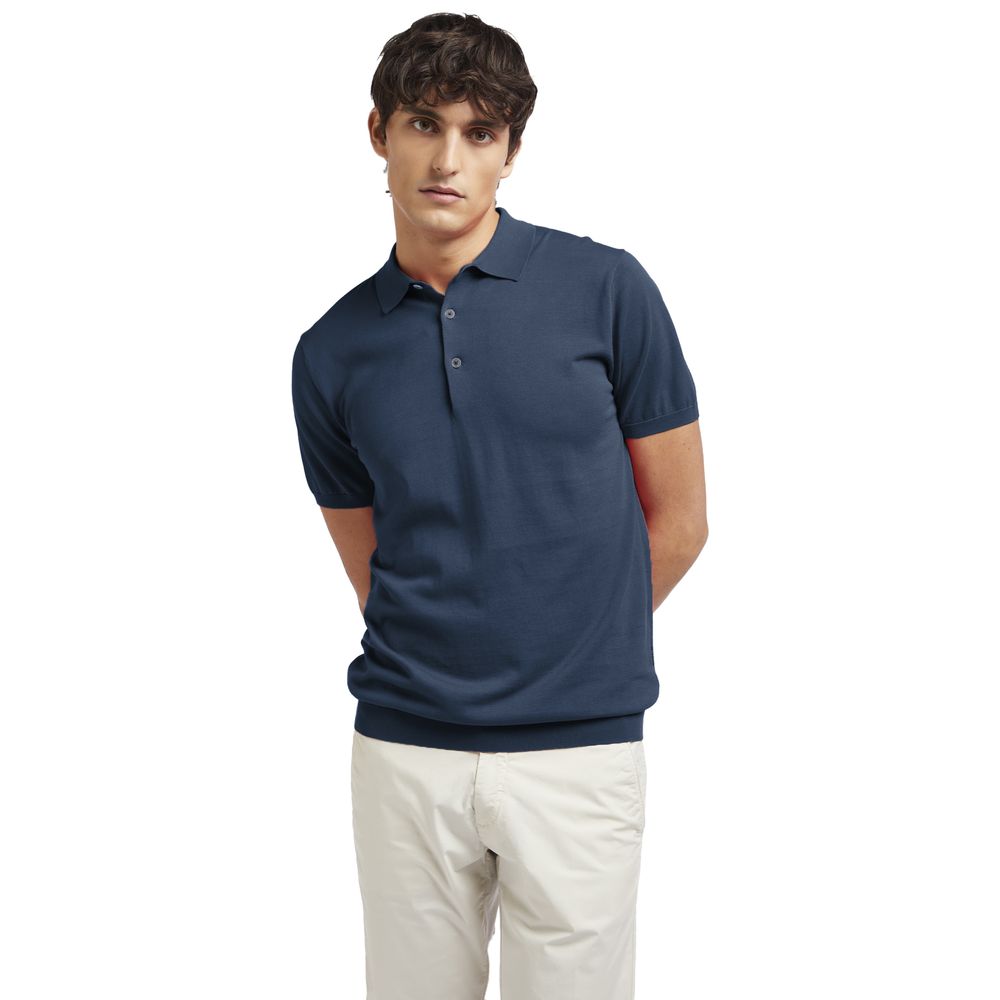 Blue Cotton Polo Shirt