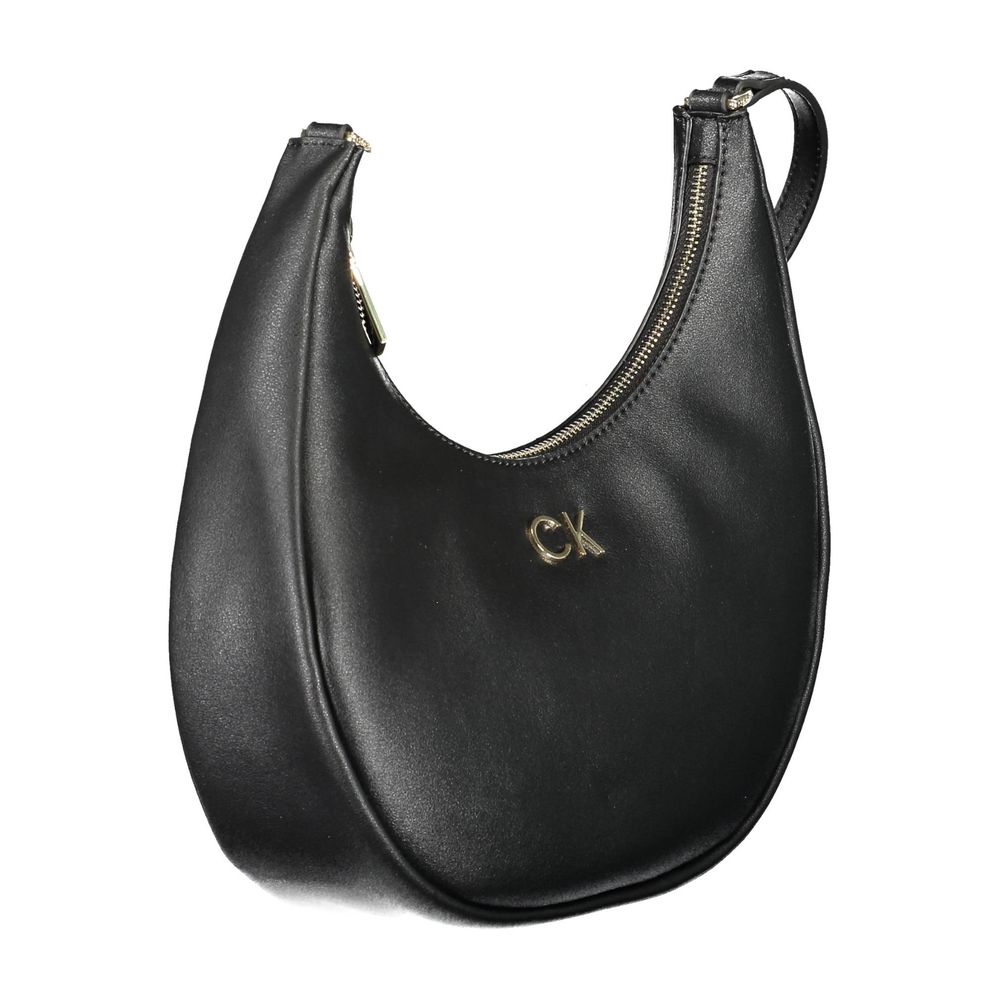 Black Polyester Women Handbag