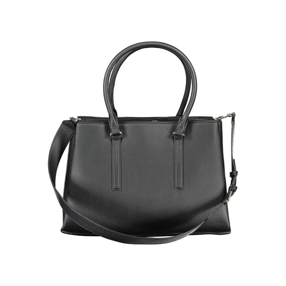 Black Polyester Women Handbag