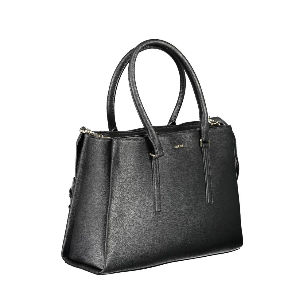 Black Polyester Women Handbag