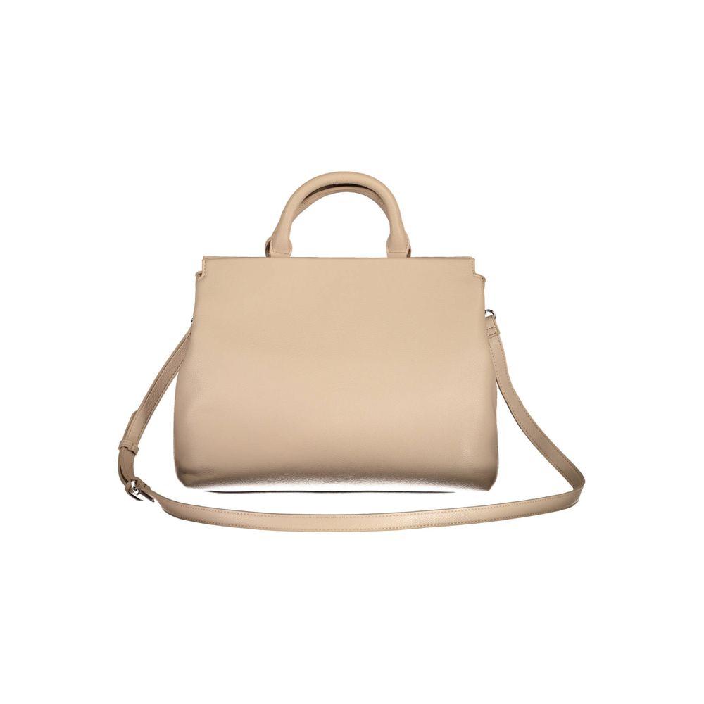 Beige Polyethylene Women Handbag