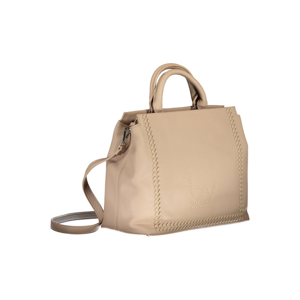 Beige Polyethylene Women Handbag