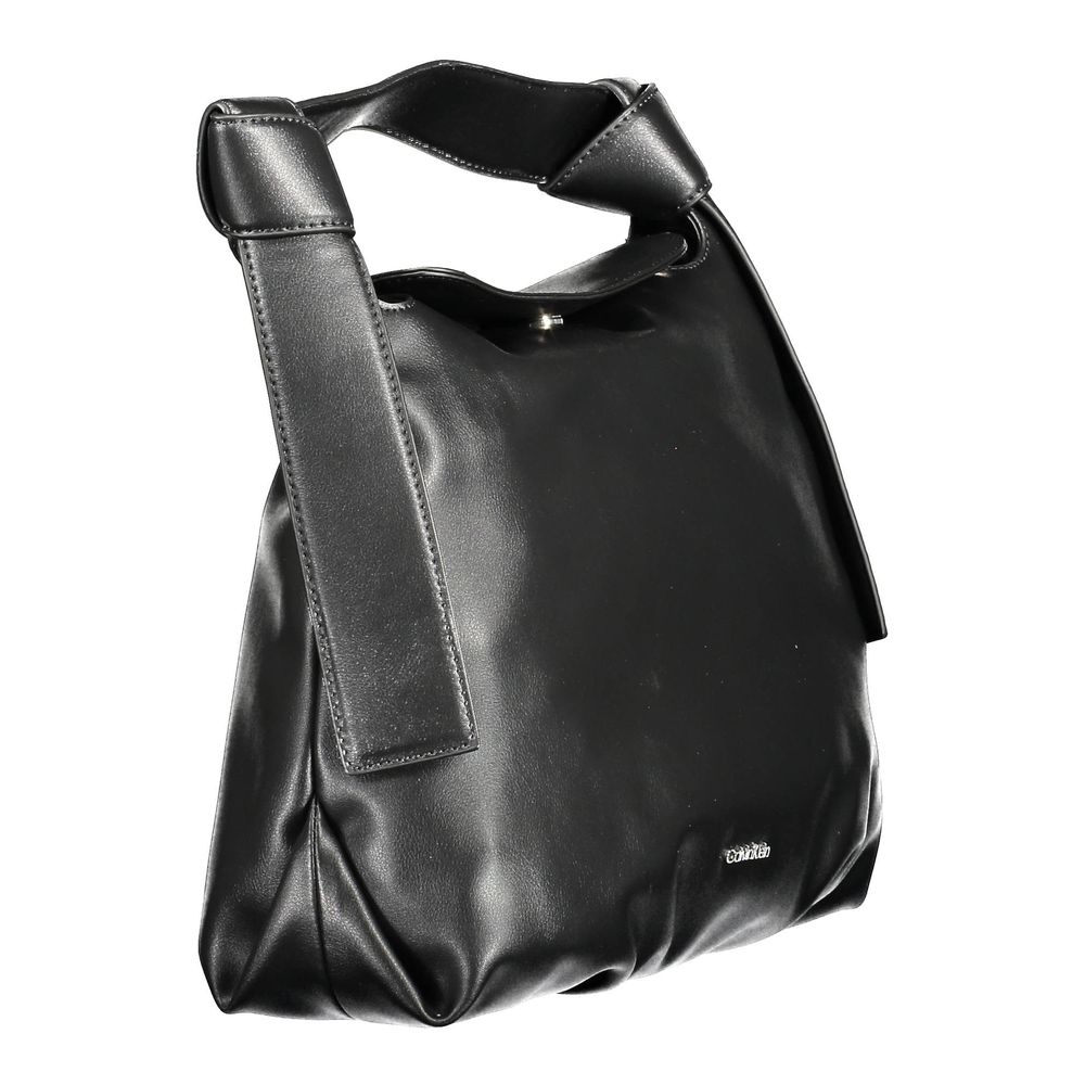 Black Polyester Women Handbag