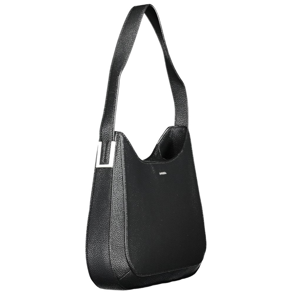 Black Polyester Women Handbag