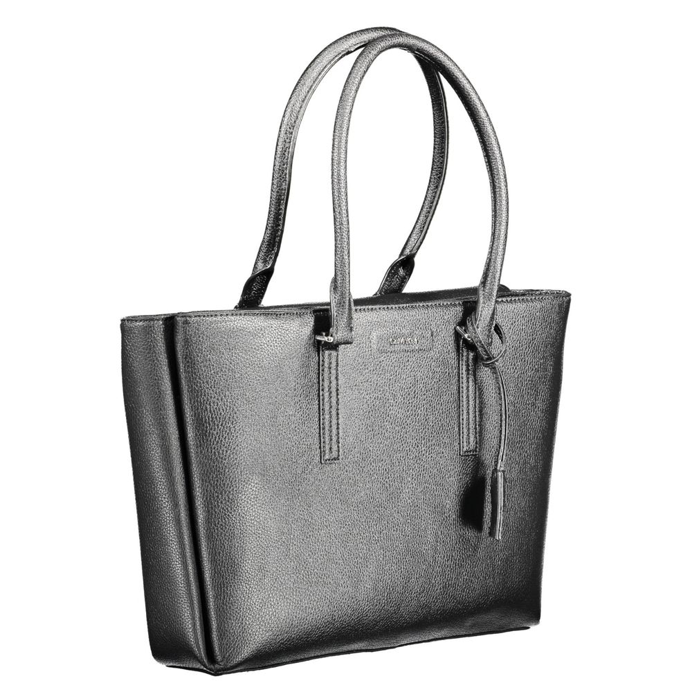 Black Polyethylene Women Handbag