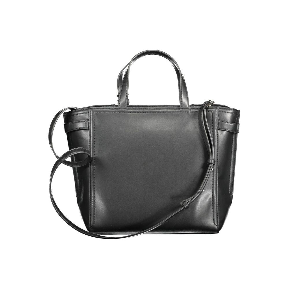 Black Polyester Women Handbag