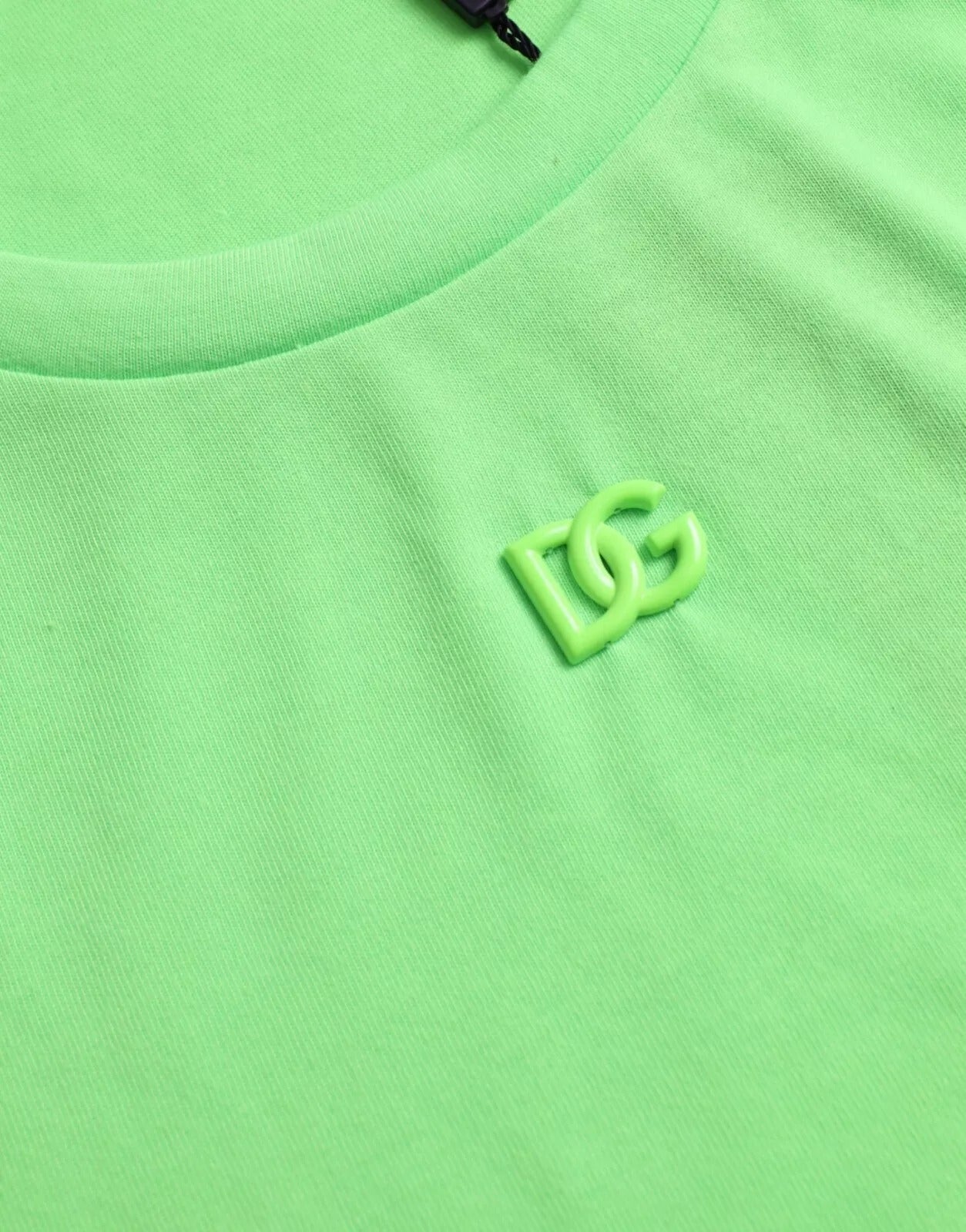 Green Embossed Logo Crew Neck Neon T-shirt