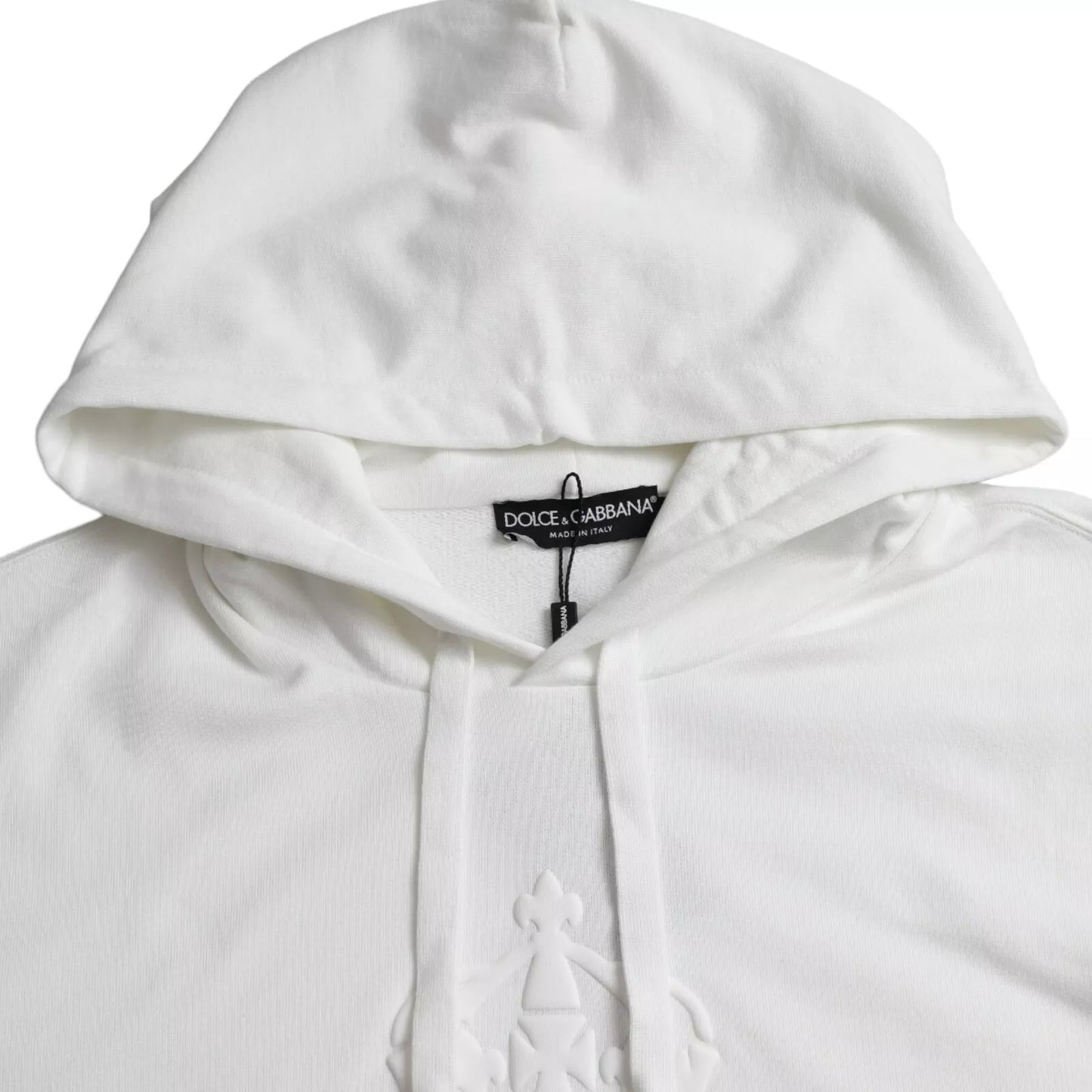 White Cotton Hooded Pullover Sweatshirt Sweater