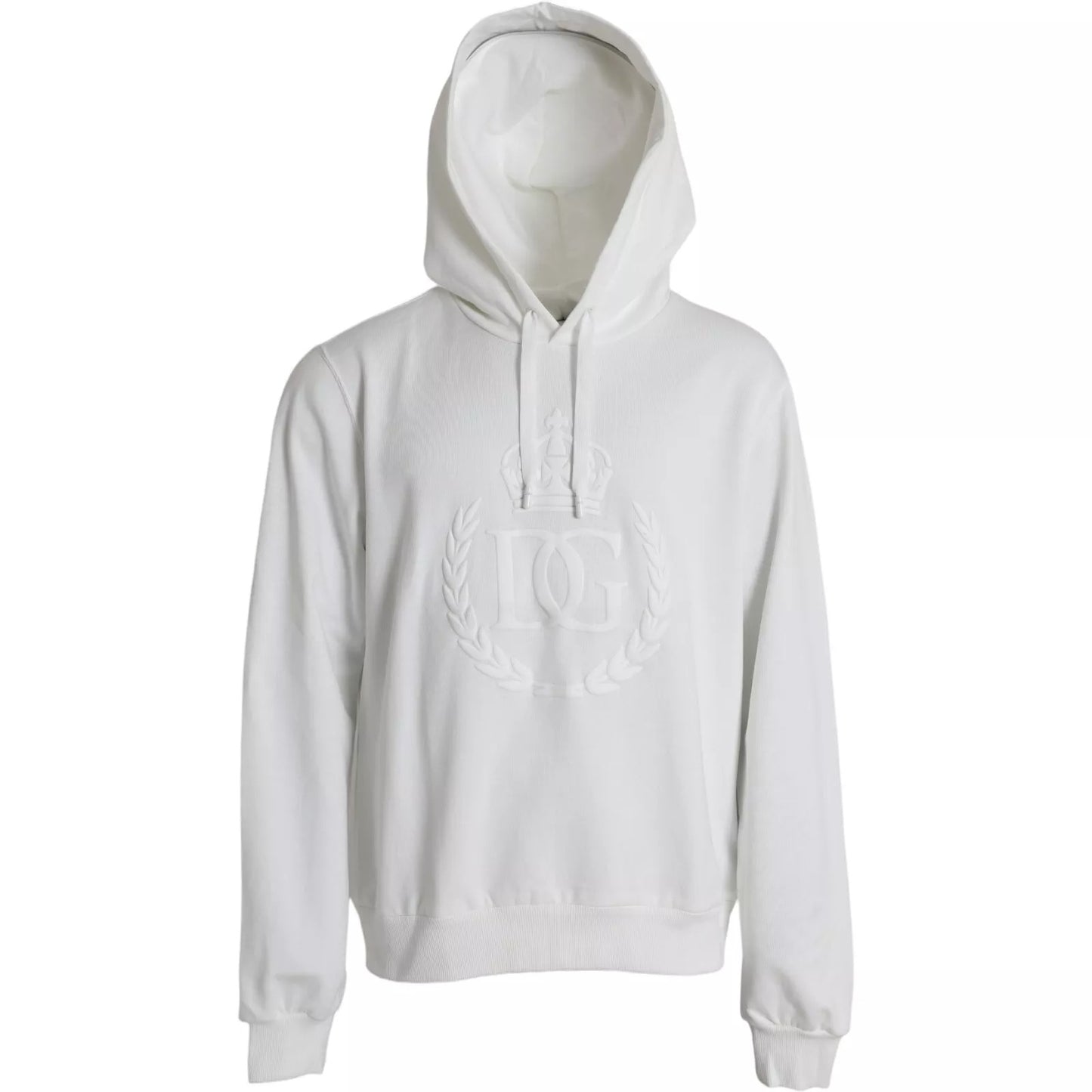 White Cotton Hooded Pullover Sweatshirt Sweater