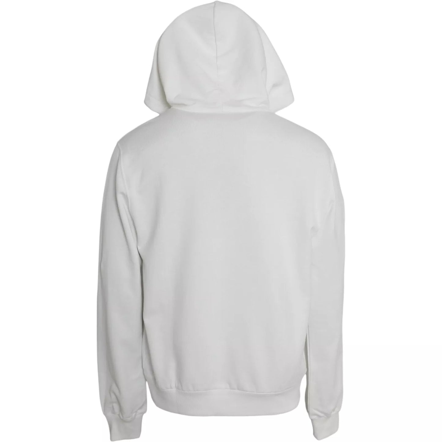 White Cotton Hooded Pullover Sweatshirt Sweater