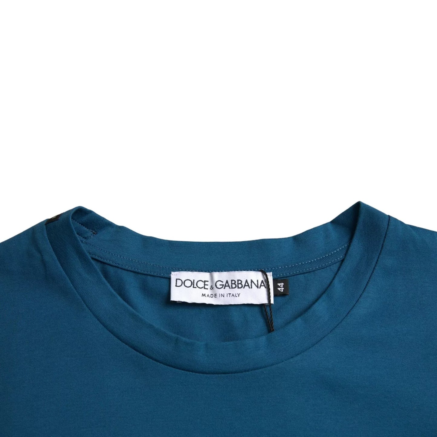 Blue Logo Cotton Round Neck Short Sleeves T-shirt