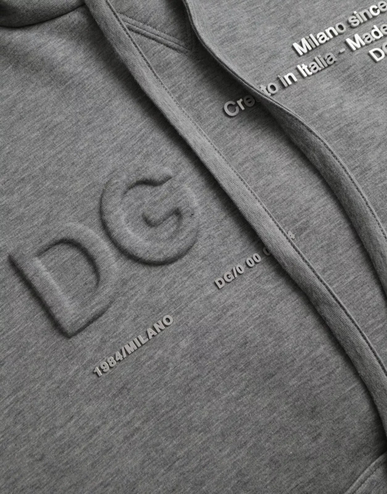 Gray Logo Cotton Hooded Sweatshirt Sweater