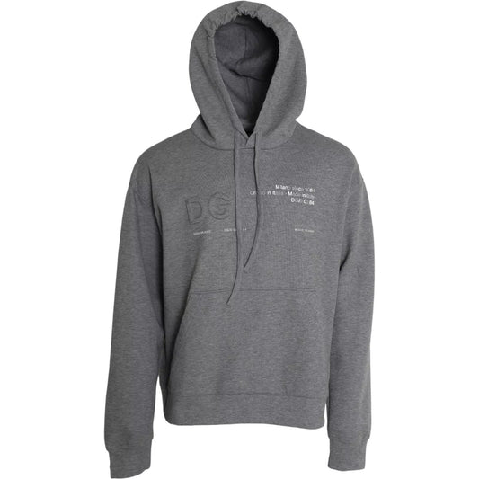 Gray Logo Cotton Hooded Sweatshirt Sweater