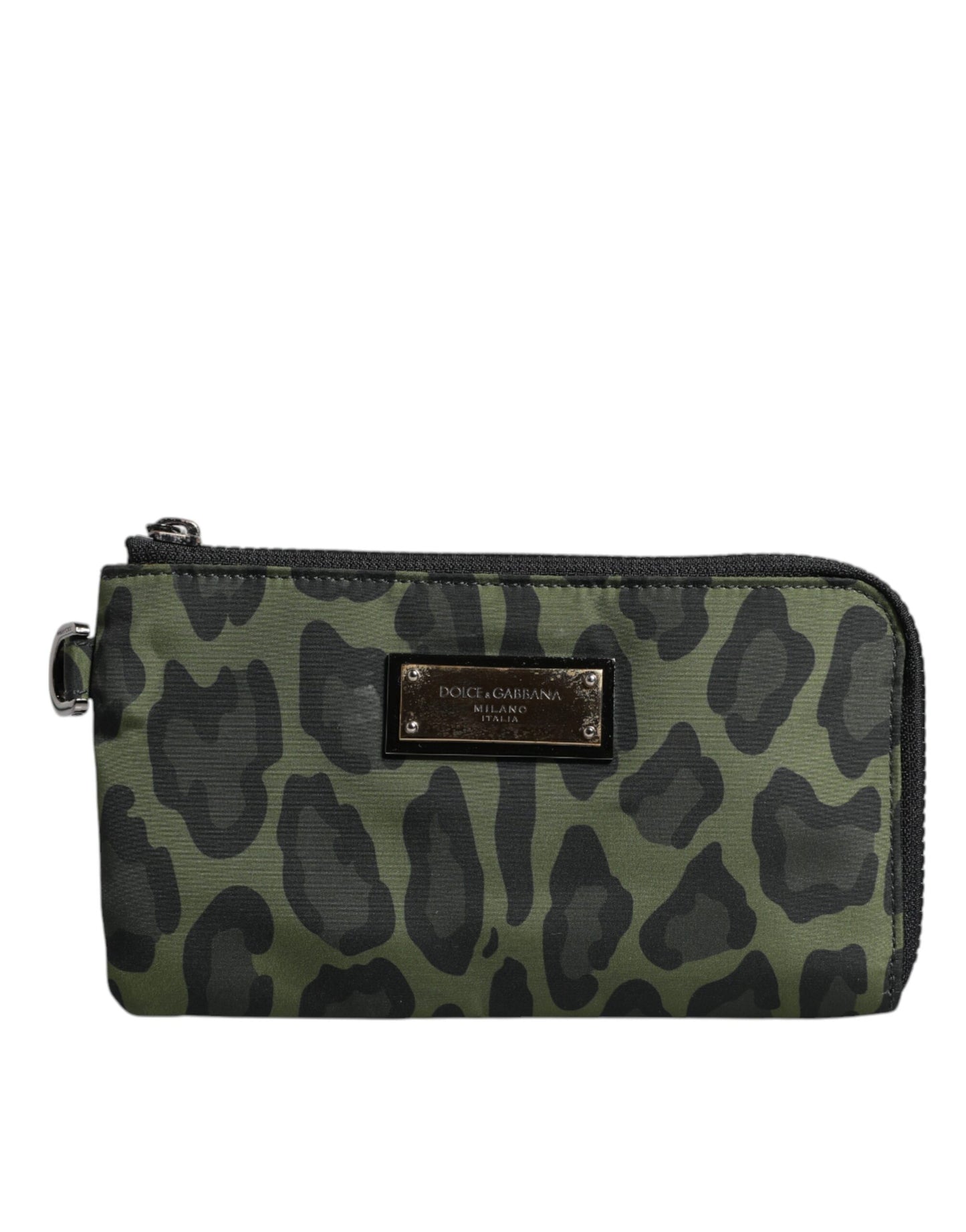 Green Leopard Leather Logo Plaque Multifunctional Kit Bag