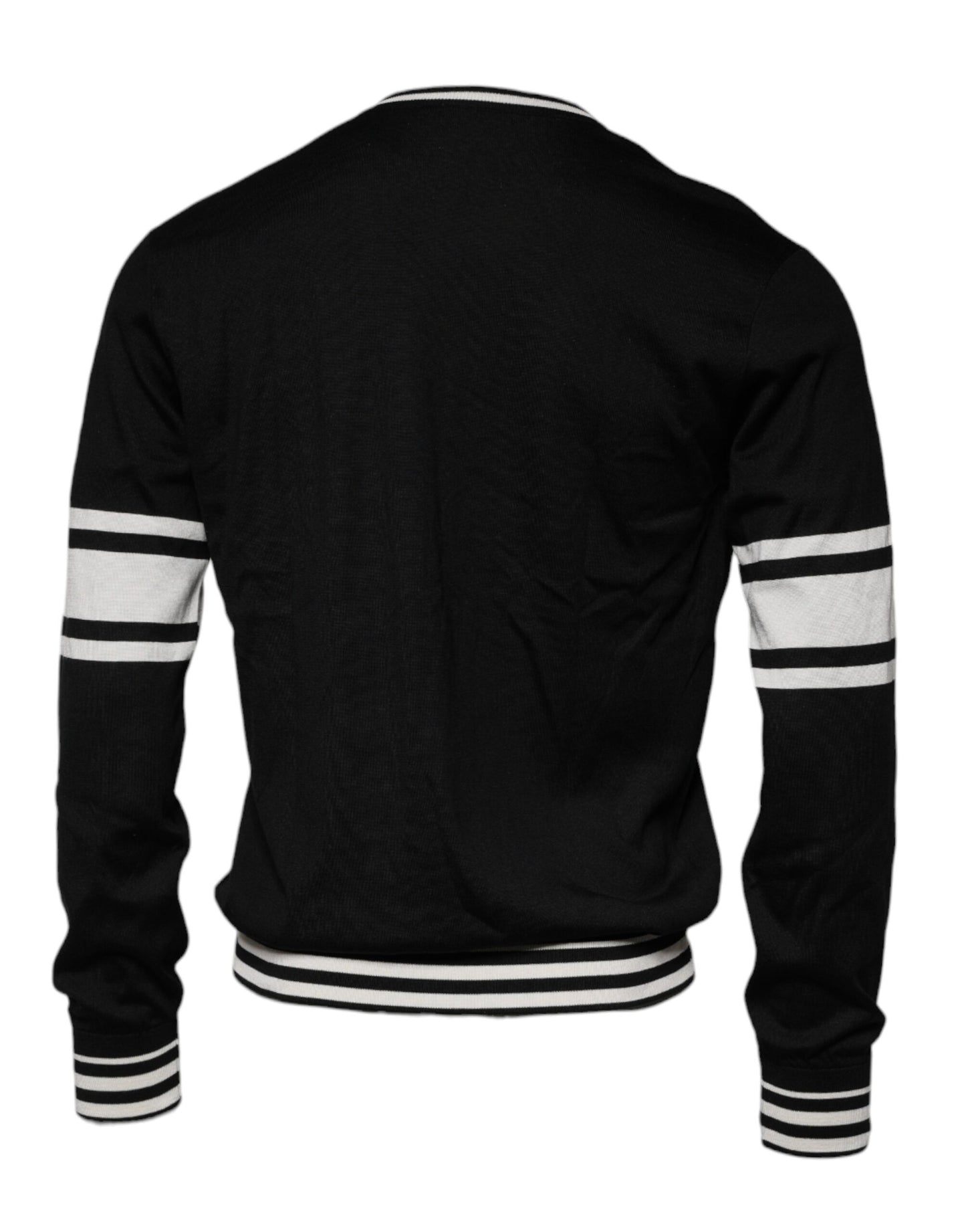 Black White Guitar Silk Crew Neck Sweater