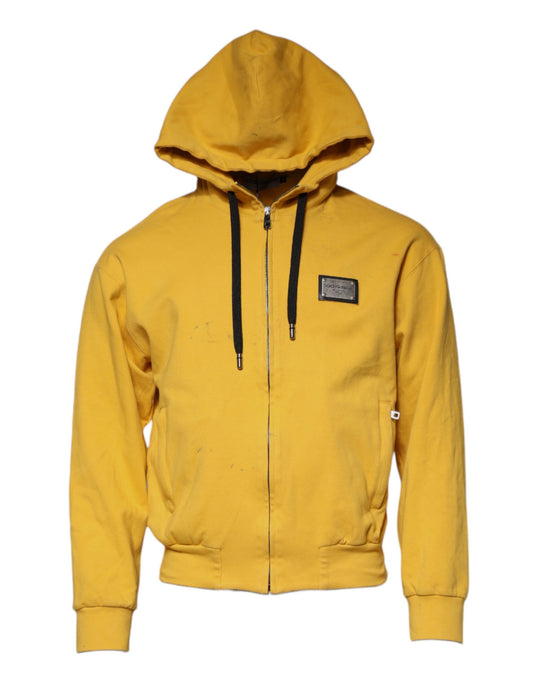 Yellow Logo Full Zip Hooded Sweatshirt Sweater