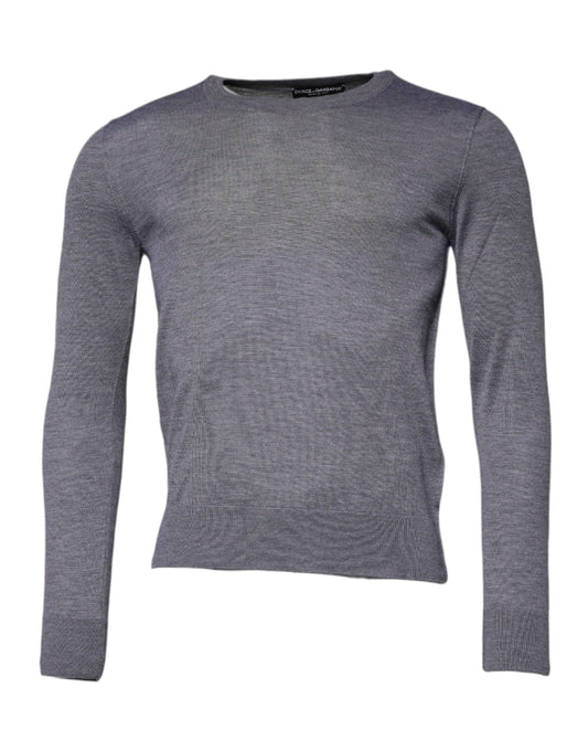 Gray Cashmere Crew Neck Pullover Sweater