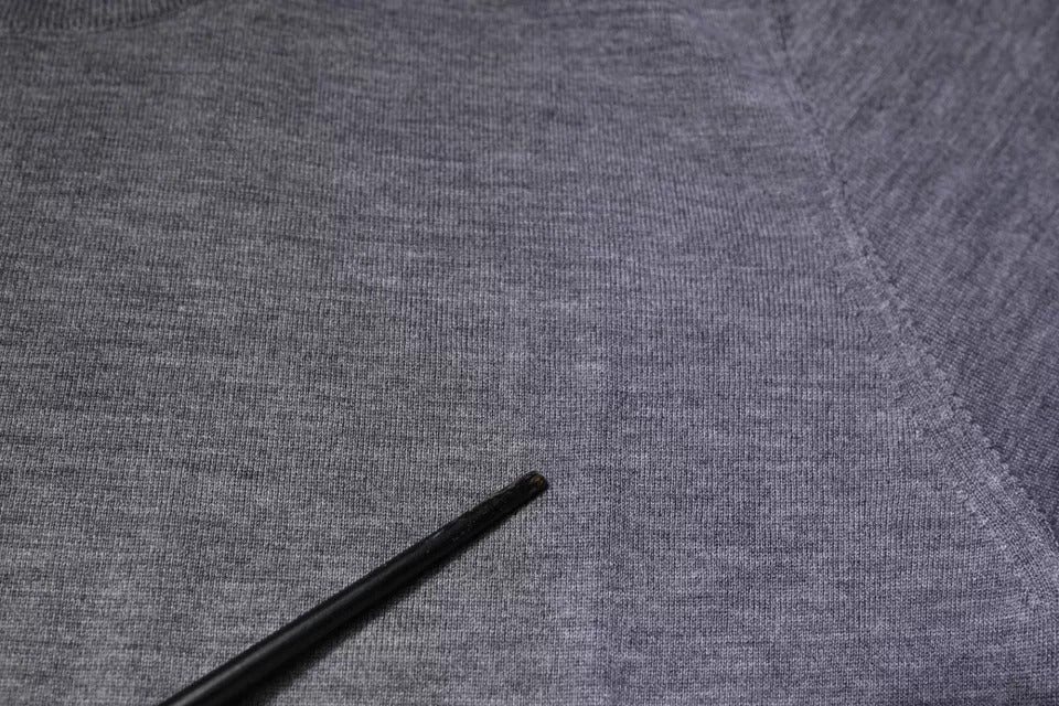 Gray Cashmere Crew Neck Pullover Sweater