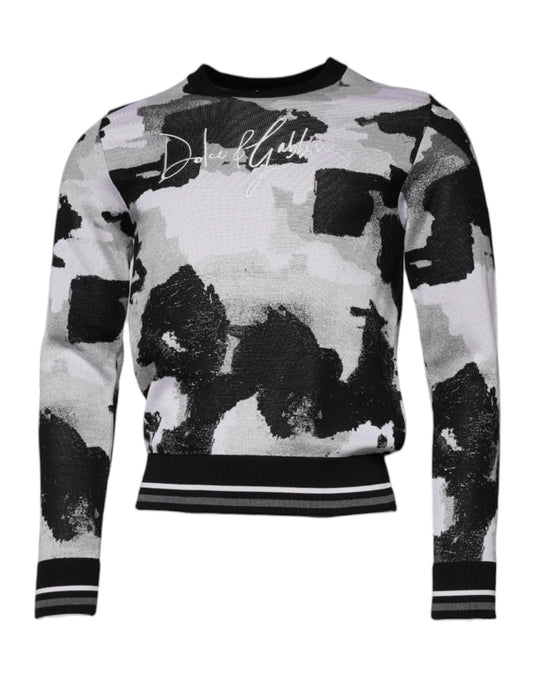 Multicolor Camouflage Crew Neck Men Pullover Sweater