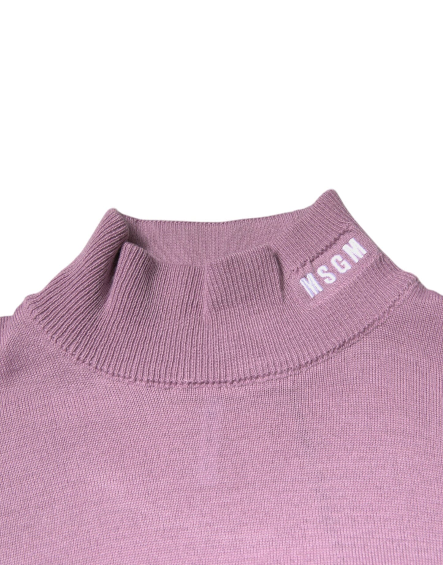 Purple Wool Knit Turtle Neck Long Sleeve Pullover Sweater