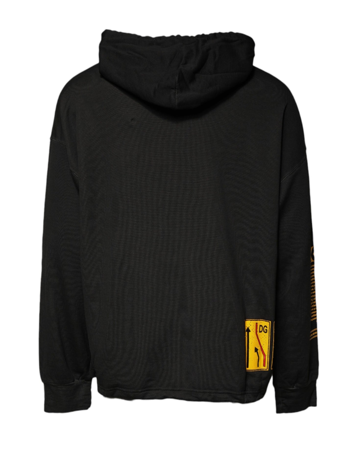 Black Cotton Hooded DG Shield Pullover Sweater