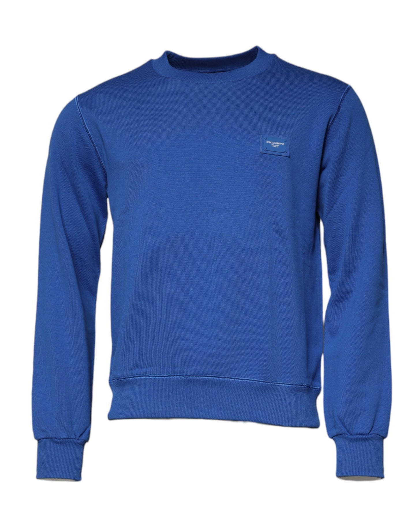 Blue Logo Plaque Crew Neck Pullover Sweater