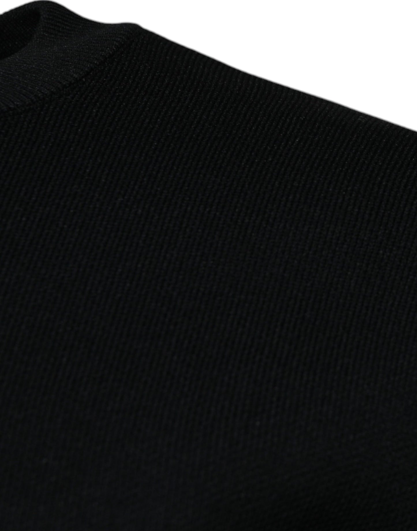 Black Nylon Logo Crew Neck Pullover Sweater