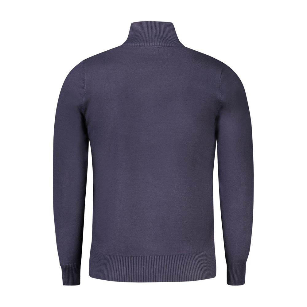 Blue Viscose Men Sweater