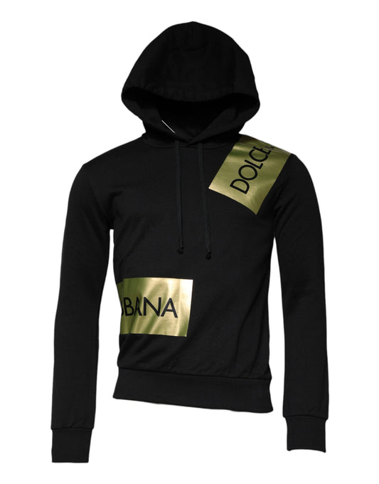 Black Gold Hooded Cotton Pullover Sweater