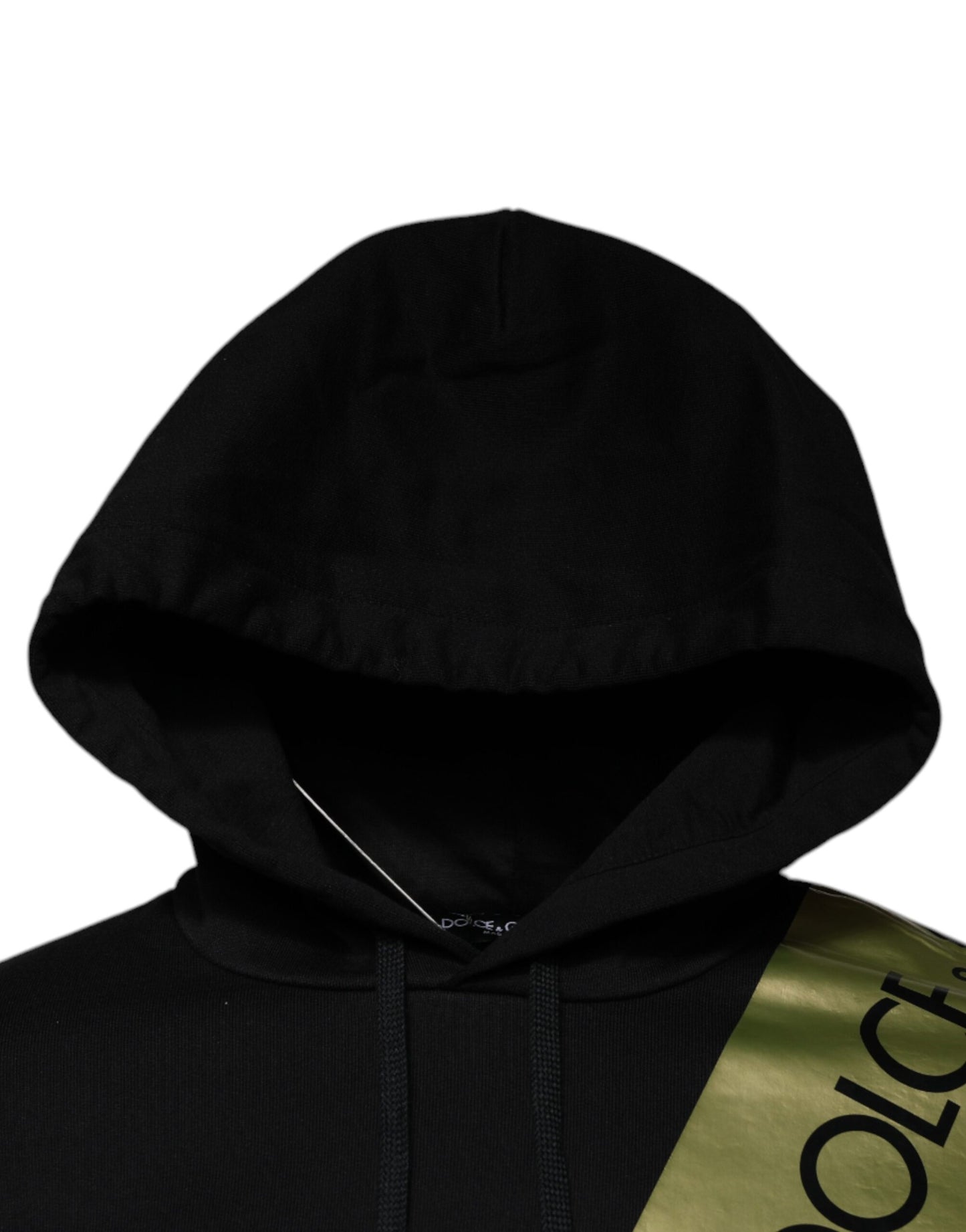 Black Gold Hooded Cotton Pullover Sweater