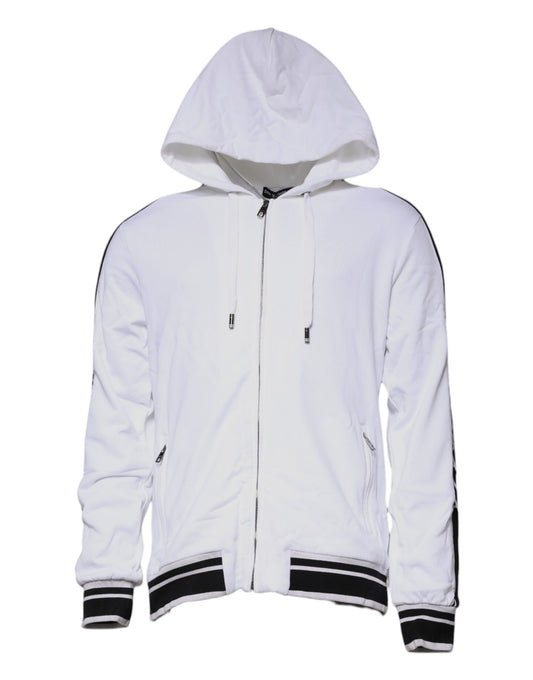 White Full Zip Hooded Sweatshirt Sweater