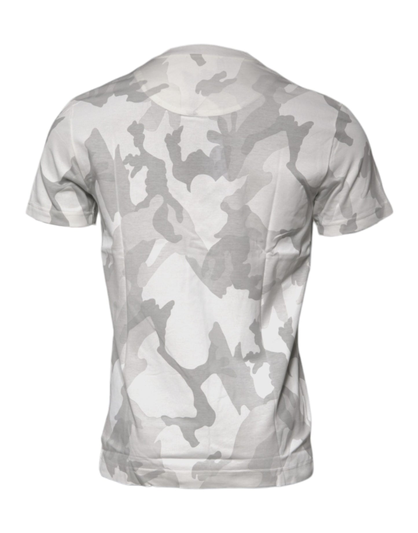 White Gray Camouflage Cotton Crew Neck T-shirt