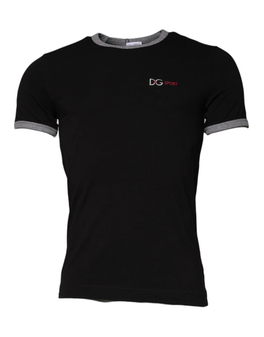 Black Cotton DG Sport Crew Neck T-shirt