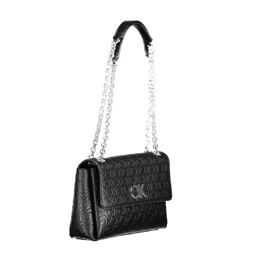 Black Polyester Women Handbag