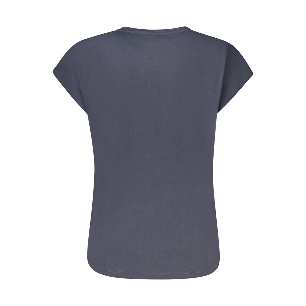 Blue Cotton Women T-Shirt