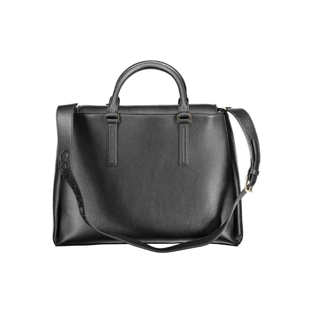 Black Polyester Women Handbag