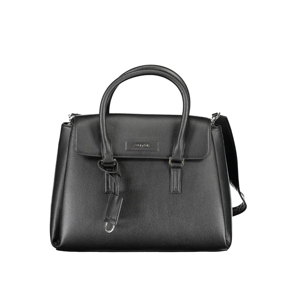 Black Polyester Women Handbag