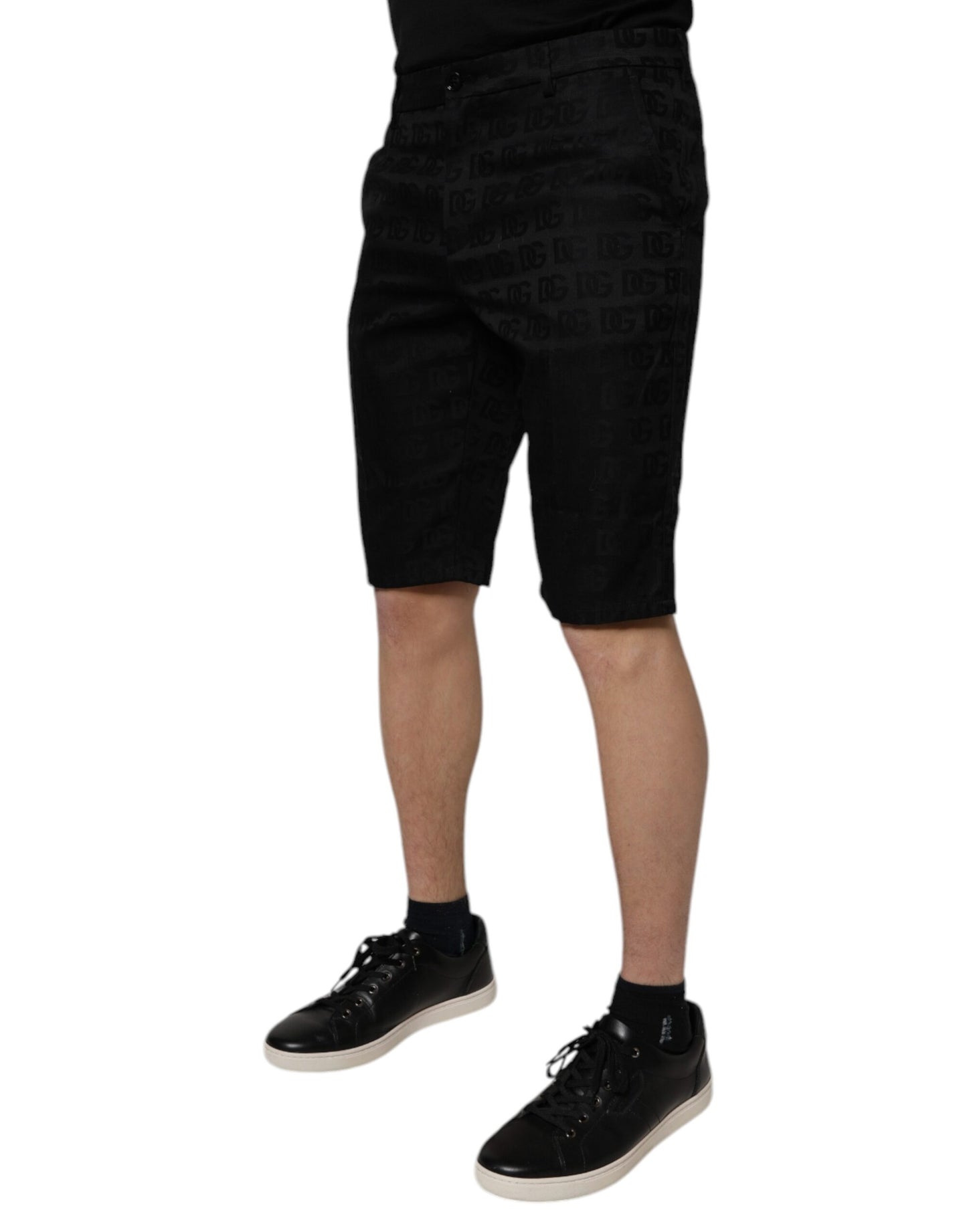 Black Cotton Casual Mid Waist Chino Shorts