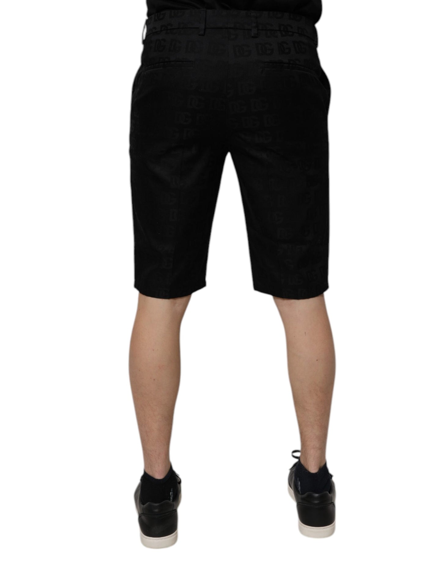 Black Cotton Casual Mid Waist Chino Shorts