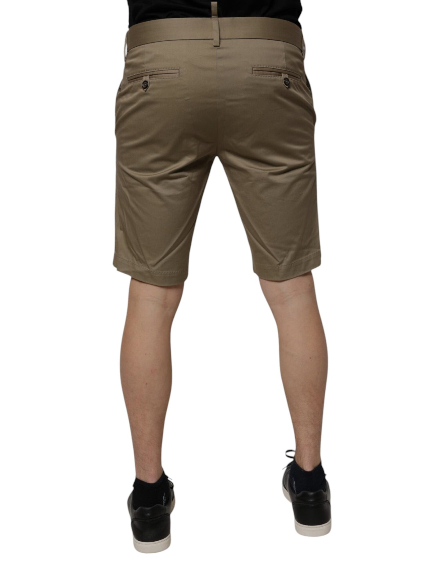 Dark Khaki Cotton Stretch Casual Chino Shorts