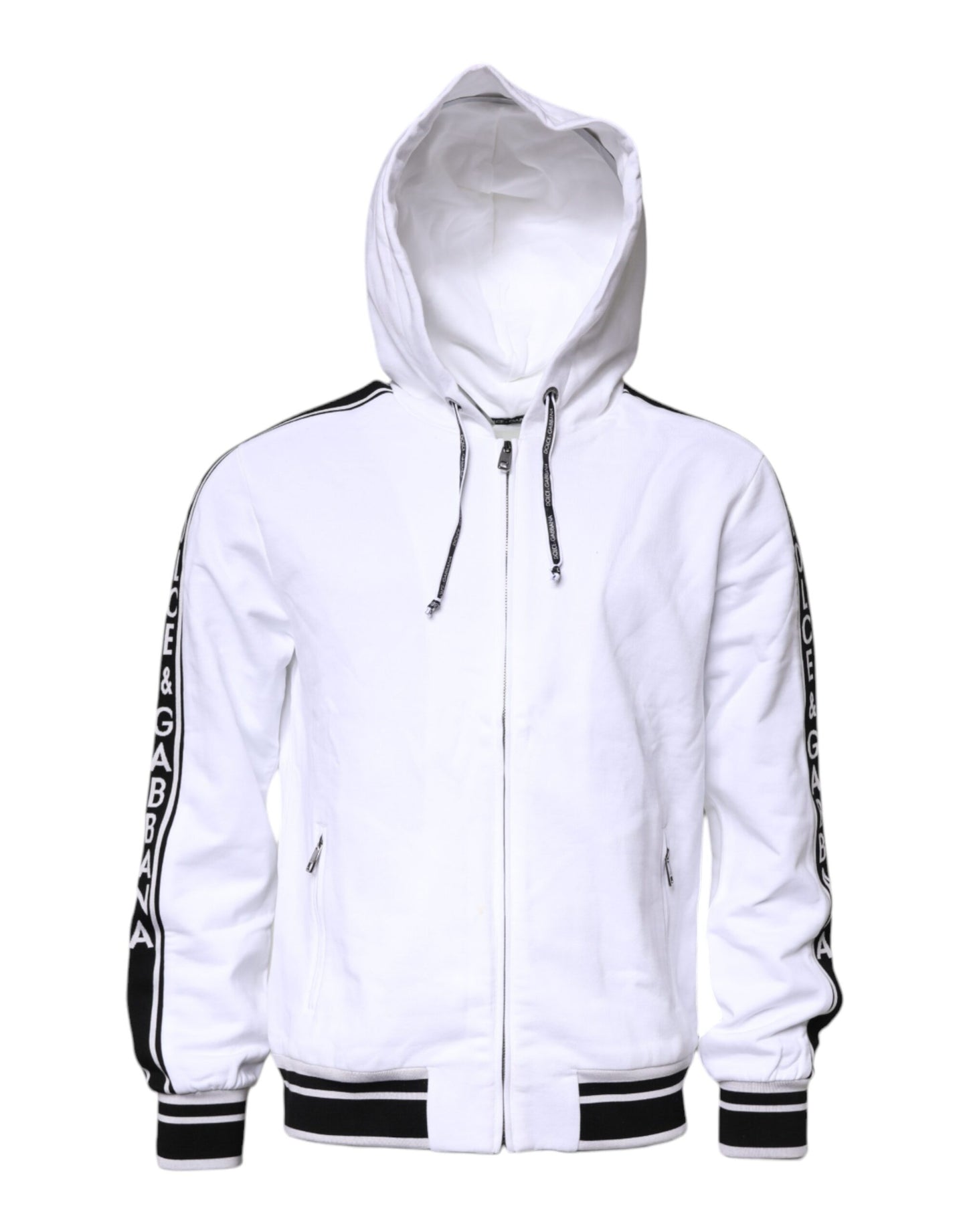 White Full Zip Hooded Sweatshirt Sweater