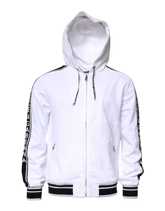 White Full Zip Hooded Sweatshirt Sweater