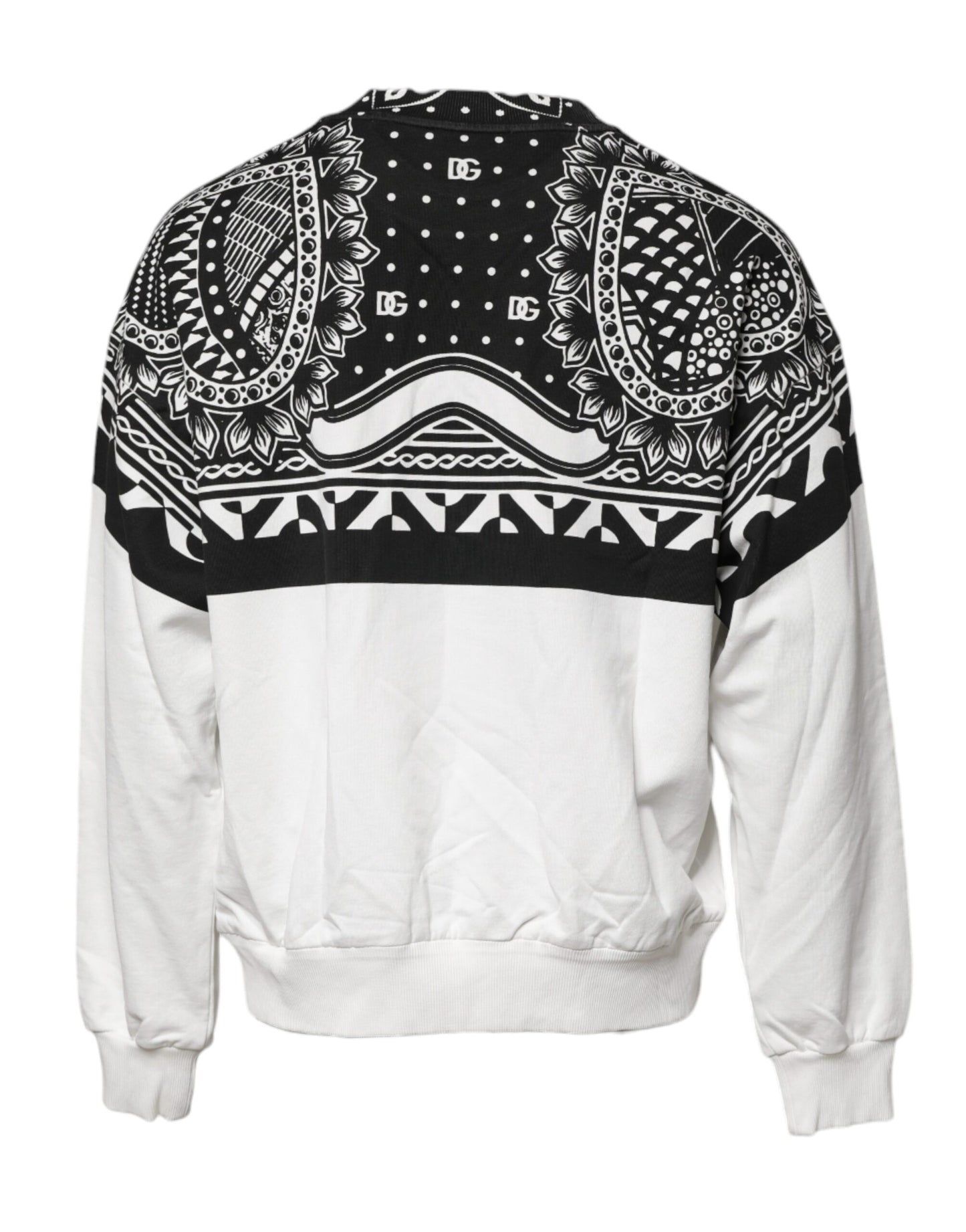 White Black Print Cotton Sweatshirt Sweater