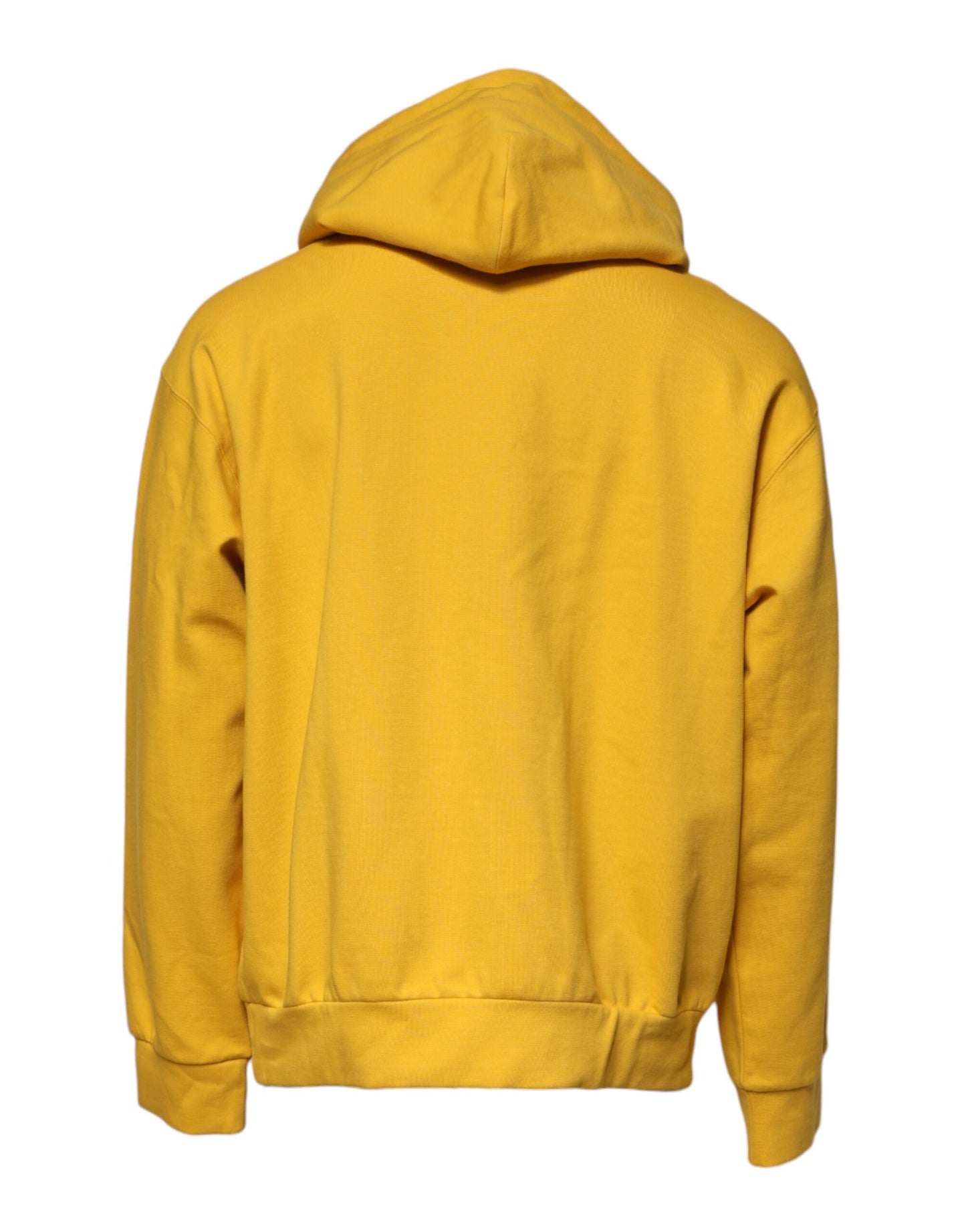 Yellow Logo Plaque Hooded Full Zip Sweater